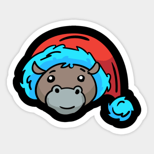 Christmas Jungle Face Hippo Sticker